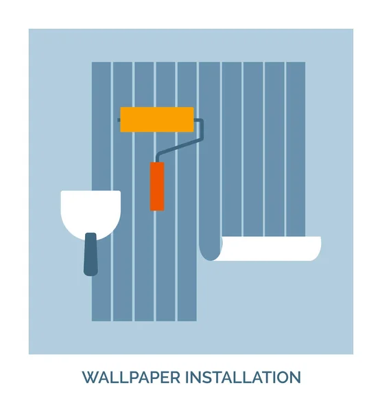 Home Renovation Makeover Professional Wallpaper Installation Service Concept Icon — Stock Vector