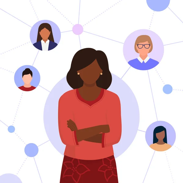 Empreendedorismo Capacitação Colaboração Das Mulheres Mulher Conectando Com Outras Mulheres — Vetor de Stock