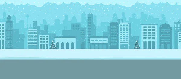 Krajobraz Miasta Śniegiem Boże Narodzenie Wakacje Uroczystości Koncepcja — Wektor stockowy