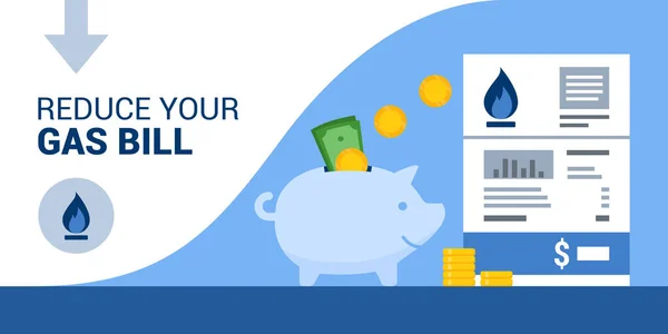 Money Your Gas Bill Piggy Bank Utility Bill Banner Copy — Stock Vector