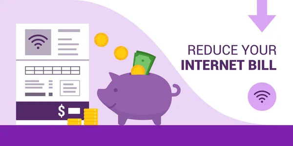 Simpan Uang Pada Tagihan Internet Anda Celengan Bank Dan Tagihan - Stok Vektor