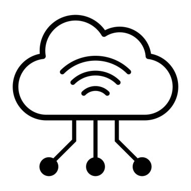 Bulut hesaplama simgesi izole, bağlantı ve veri kavramı
