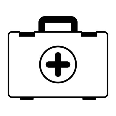 İlk yardım çantası simgesi, acil durum ve sağlık hizmeti konsepti