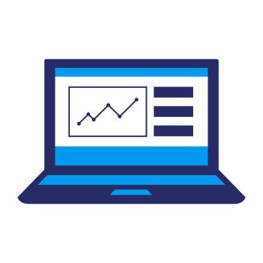 Finansal uygulama ve grafikleri olan dizüstü bilgisayar, izole edilmiş simge