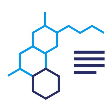 Molekül analizi, kimya ve ilaç araştırma simgesi