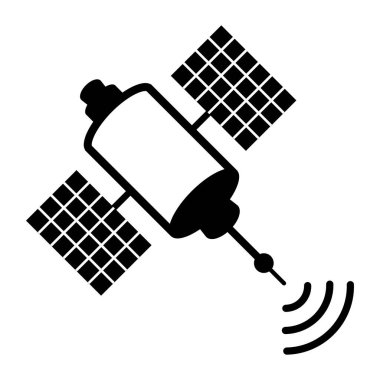 İletişim uydusu radyo telekomünikasyon sinyallerini yükseltiyor, izole edilmiş simge