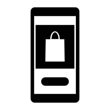 Alışveriş çantası ile çevrimiçi alışveriş uygulaması arayüzü simgesi