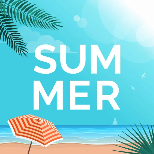 Czas Letni Tropikalna Plaża Palmami Parasolem Plażowym Koncepcja Podróży Wakacji — Wektor stockowy