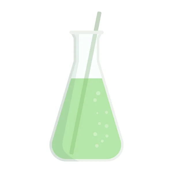 Laborgläser Mit Grüner Lösung Isoliert Chemie Und Wissenschaftskonzept — Stockvektor
