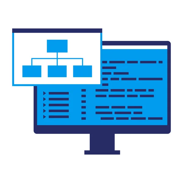 Software Ontwikkeling Programmering Computer Met Code Software Framework Geïsoleerd Icoon — Stockvector