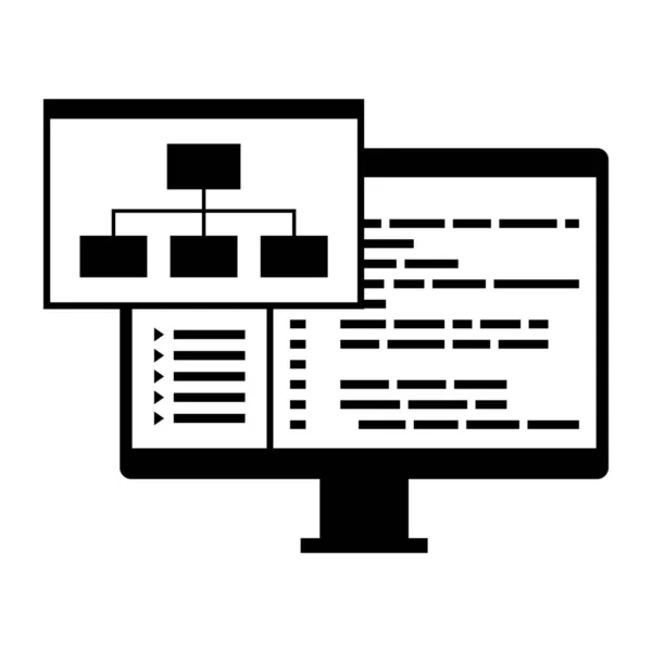 Vývoj Programování Softwaru Počítač Kódovým Softwarovým Rámcem Izolovaná Ikona — Stockový vektor
