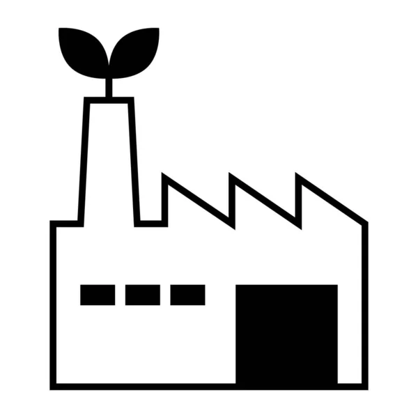 Grön Miljövänlig Fabrik Med Grodd Isolerad Ikon — Stock vektor