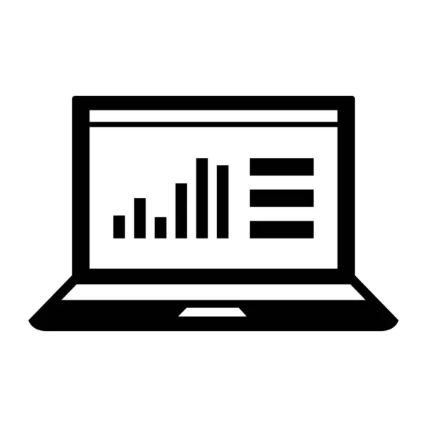 Laptop Com Aplicativo Financeiro Gráficos Ícone Isolado — Vetor de Stock