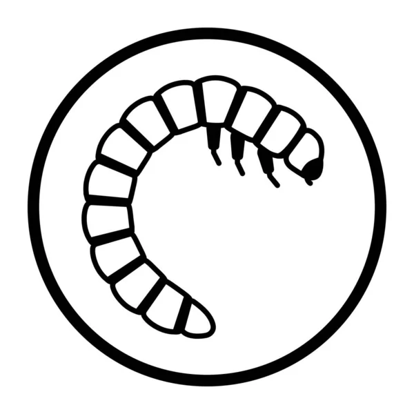 Mehlwurmlarve Einfarbig Isoliert Symbol — Stockvektor