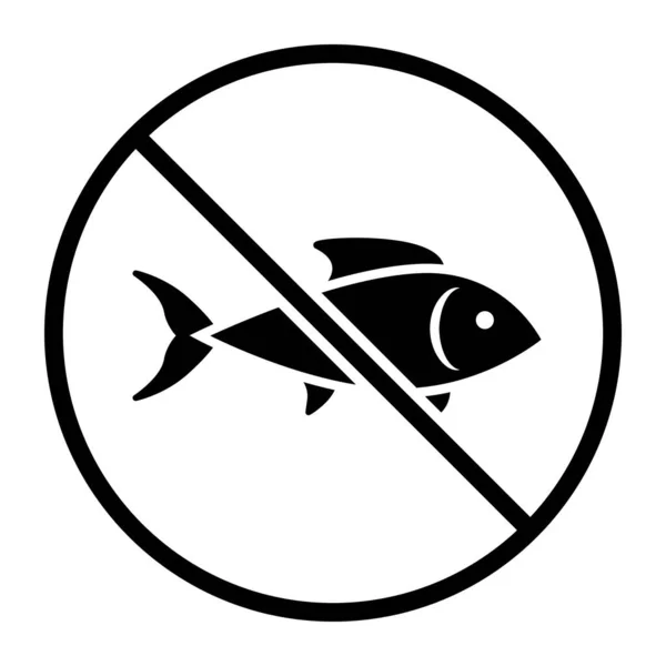 Tidak Ada Ikon Ikan Konsep Makanan Bahan Dan Alergen - Stok Vektor