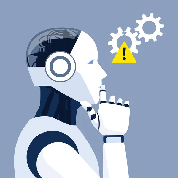 Robô Confuso Pensando Com Mão Queixo Falha Inteligência Artificial Conceito —  Vetores de Stock