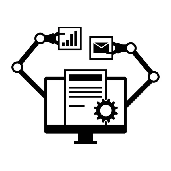 Robotic Process Automation Application Computer Isolated Icon — Stock Vector