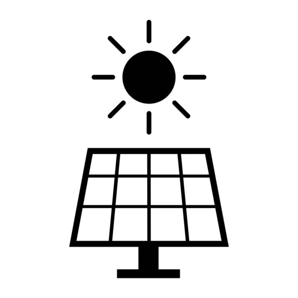 太陽光と太陽光パネルのアイコン 太陽エネルギーと持続可能性の概念 — ストックベクタ