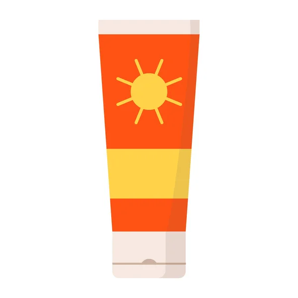 Sunscreen Protective Cream Tube Isolated Safe Sunbathing Concept — Stock Vector