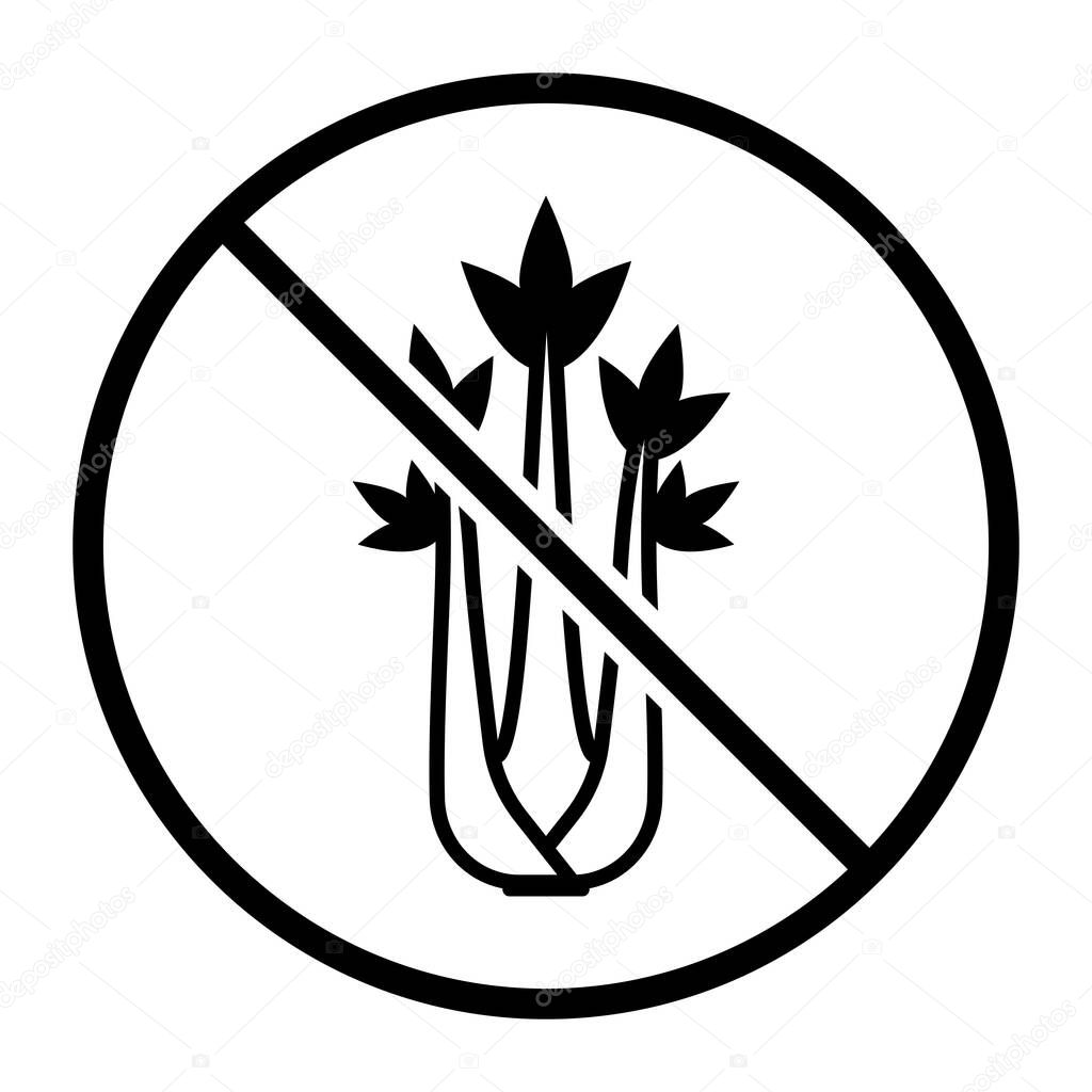 No celery icon: food, ingredients and allergens concept