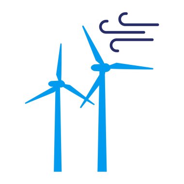 Rüzgar türbinleri izole edilmiş ikon, alternatif enerji ve sürdürülebilirlik kavramı