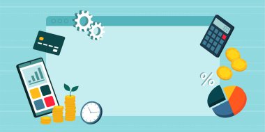 Pencereyi çerçeveleyen nesnelerle iş ve finans uygulaması, boş kopya alanı