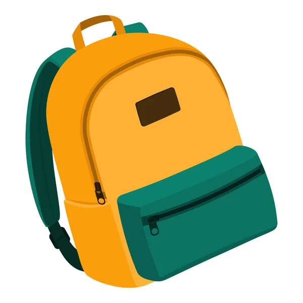 Roztomilý Žlutý Batoh Pro Školní Izolované Ikony Učení Cestovní Koncepce — Stockový vektor