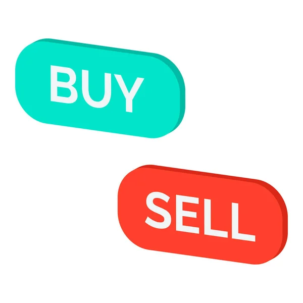 Köp Och Sälj Tecken Isolerade Aktiemarknad Och Handel Koncept — Stock vektor