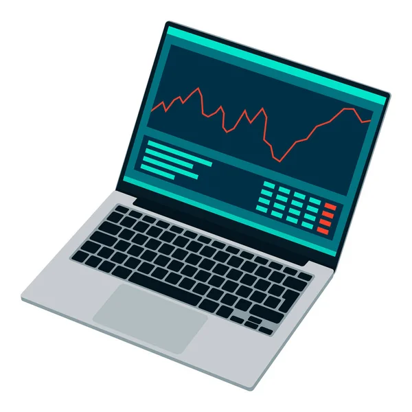 Portabler Business Laptop Mit Diagrammen Geschäfts Und Technologiekonzept — Stockvektor