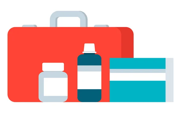 Trousse Premiers Soins Médicaments Concept Urgence Soins Santé — Image vectorielle