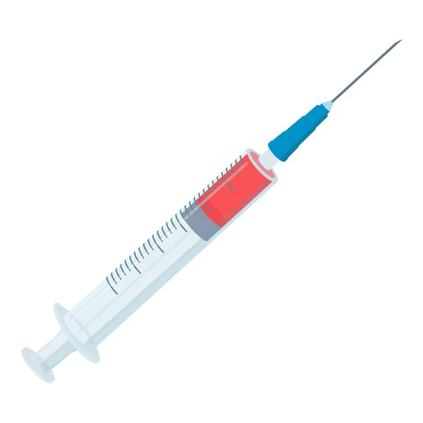 単離された赤い液体 医学およびヘルスケアの概念が付いている医学注射器 — ストックベクタ