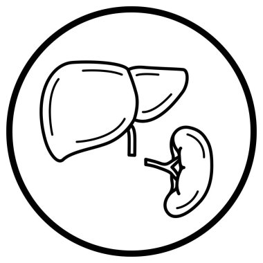 Genişlemiş karaciğer ve dalak, izole edilmiş ikon.