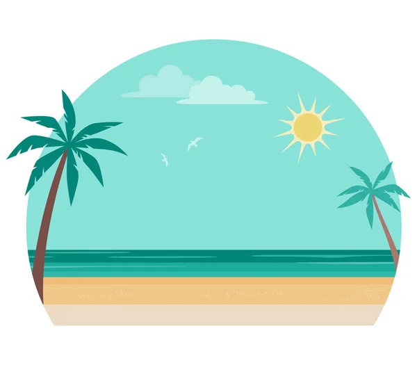 带棕榈背景的奇异海滩 带有复制空间的隔离徽章 — 图库矢量图片