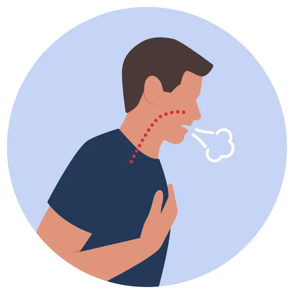 Essoufflement Maladie Pulmonaire Homme Ayant Des Difficultés Respiratoires Des Douleurs — Image vectorielle