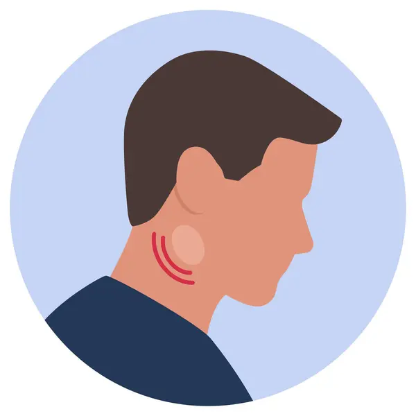 Man Swollen Lymph Nodes Isolated Icon — Stock Vector