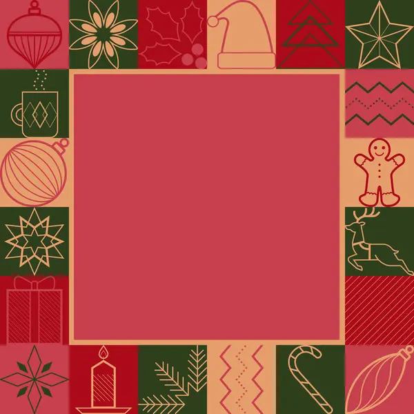 圣诞和寒假卡片 带有愿望和装饰矢量图标 复制空间 — 图库矢量图片