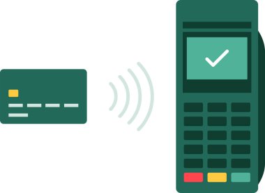 POS terminal makinesinin izole edilmiş simgesine NFC kart ödemesi