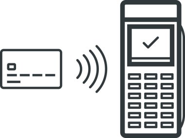 NFC card payment on POS terminal machine isolated icon clipart