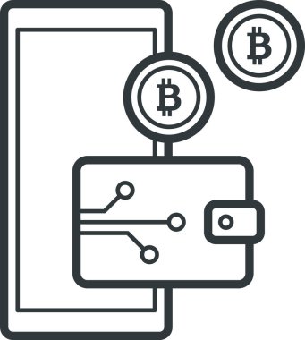 Kripto para birimi ödemeleri ve dijital cüzdan izole edilmiş simgesi