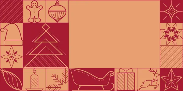 Tarjeta Vacaciones Navidad Invierno Con Deseos Iconos Vectoriales Decorativos Espacio — Vector de stock