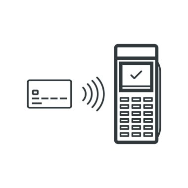 POS terminal makinesinin izole edilmiş simgesine NFC kart ödemesi