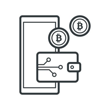 Kripto para birimi ödemeleri ve dijital cüzdan izole edilmiş simgesi