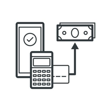 Mikro ATM ve para çekme ikonu izole