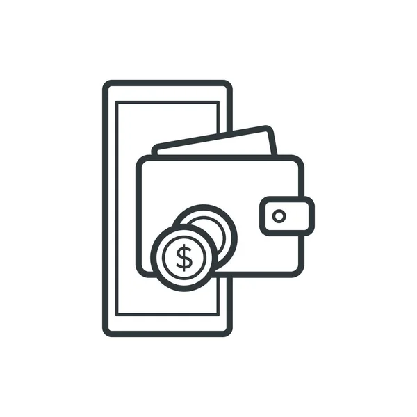 Digitale Portemonnee App Smartphone Elektronische Transacties Digitale Valuta Concept Geïsoleerde — Stockvector