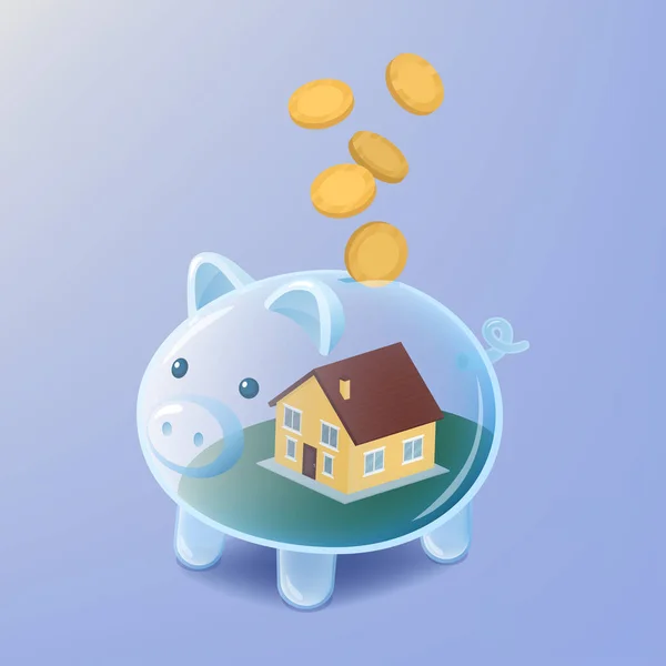House Piggy Bank How House — Stock Vector