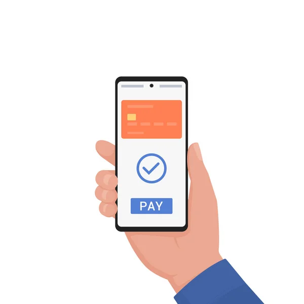 User Paying Using His Digital Wallet Smartphone Vector Graphics