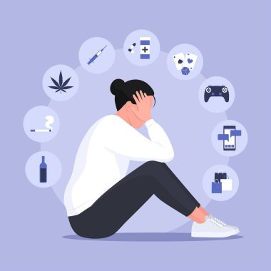 Simgeler ve depresif kadınlar ile bağımlılık bilgi tipleri: zihinsel bozukluklar konsepti