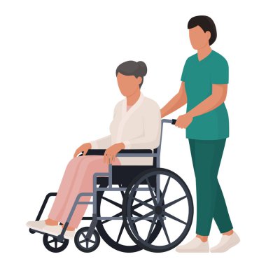 Tekerlekli sandalyede son sınıf öğrencisi ve bakıcı.