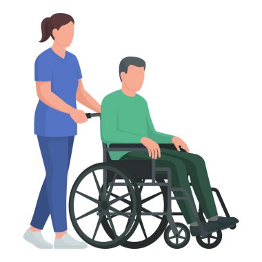 Tekerlekli sandalyede son sınıf öğrencisi ve bakıcı.