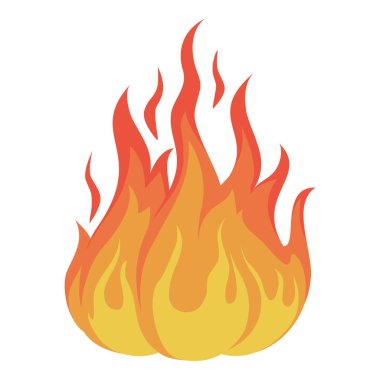 Yanan ateş beyaz arkaplan, ısı ve yanma kavramında izole edildi